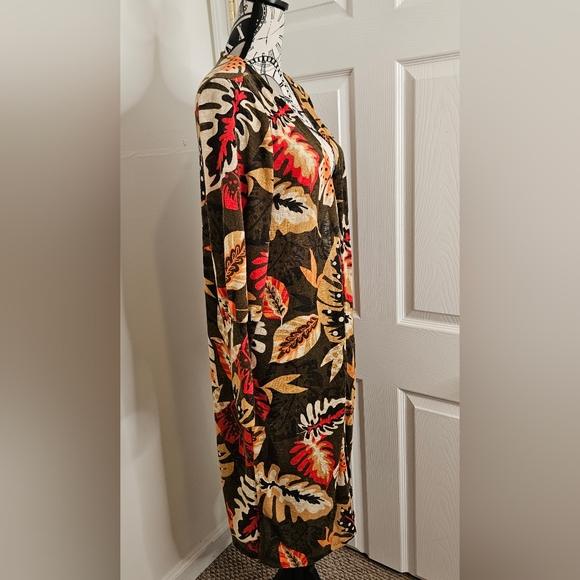 G.I.L.I. olive palm printed duster size small - Picture 2 of 9